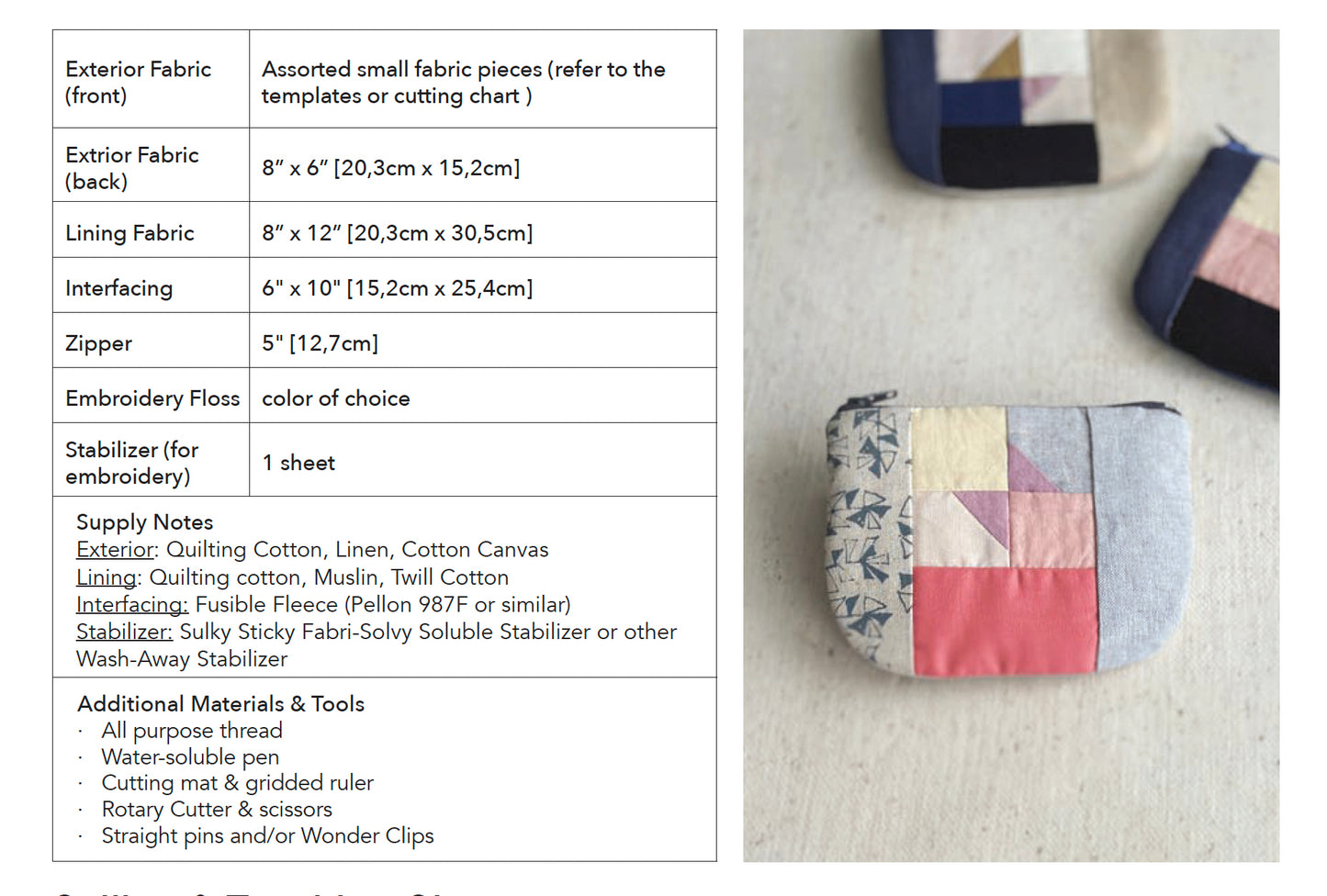 Patchwork Zip Pouch PDF Pattern